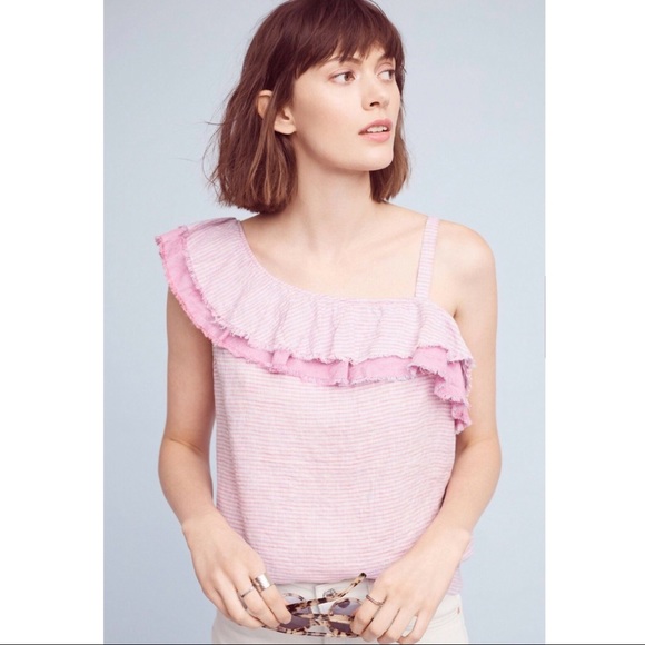 Holding Horses Anthropology Striped Ruffle Top - Picture 1 of 7